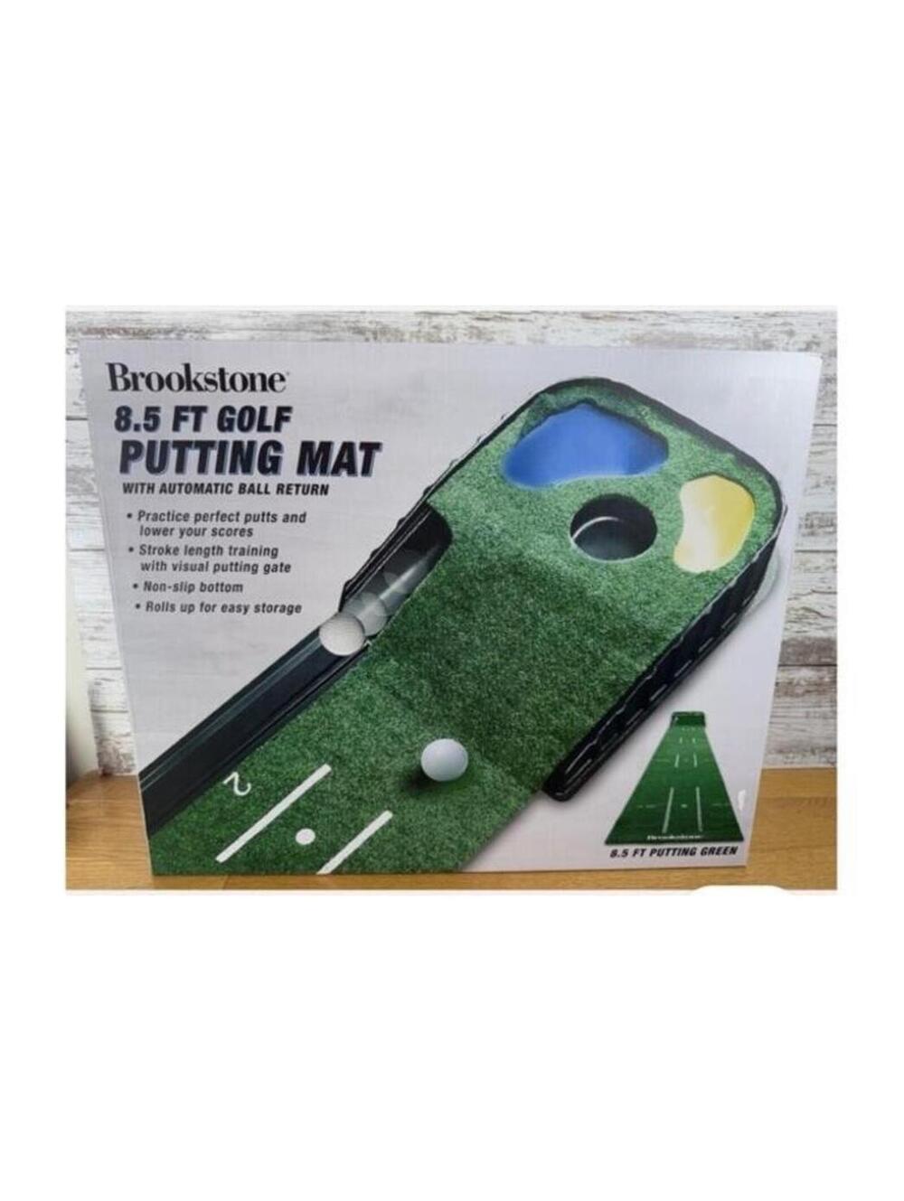 Brookstone 8.5 Feet Golf Putting Mat Auto Ball Return NEW SEALED